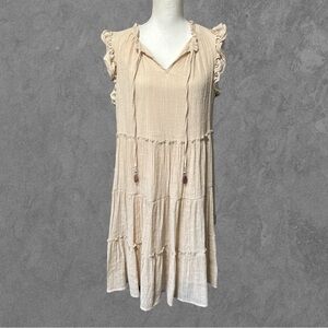 INDIGO ROSE | Beige Cream Ruffle Tiered Sleeveless Dress Size 1X